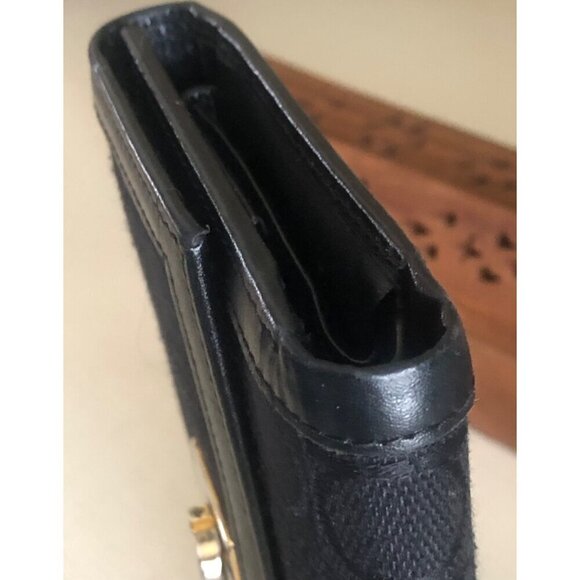 SALVATORE FERRAGAMO Trifold Wallet Gancini Canvas Leather Black - Picture 6 of 16